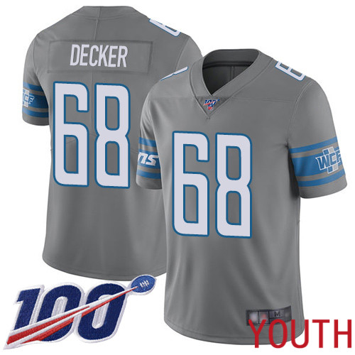 Detroit Lions Limited Steel Youth Taylor Decker Jersey NFL Football 68 100th Season Rush Vapor Untouchable